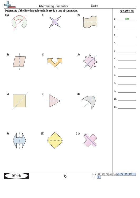 Determining Symmetry Worksheet Template With Answer Key Printable pdf