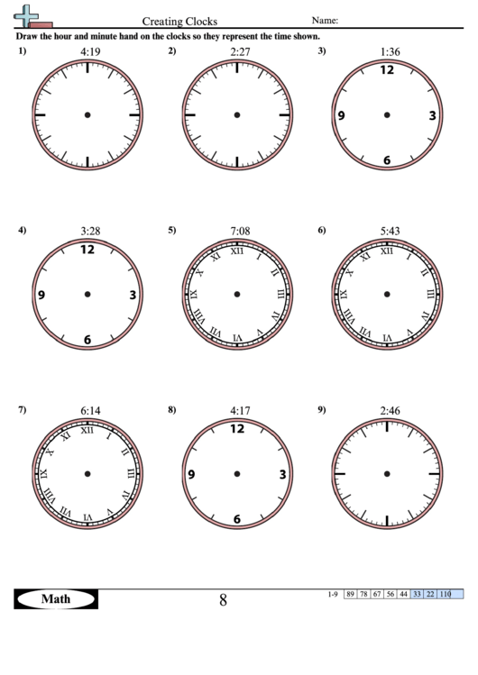 Creating Clocks Worksheet Template With Answer Key Printable pdf