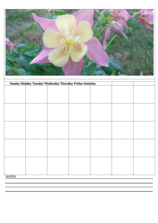 Flower Weekly Calendar Template Printable pdf