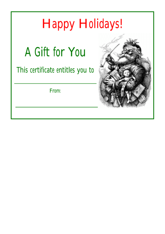 Old-Fashioned Santa Christmas Certificate Template Printable pdf