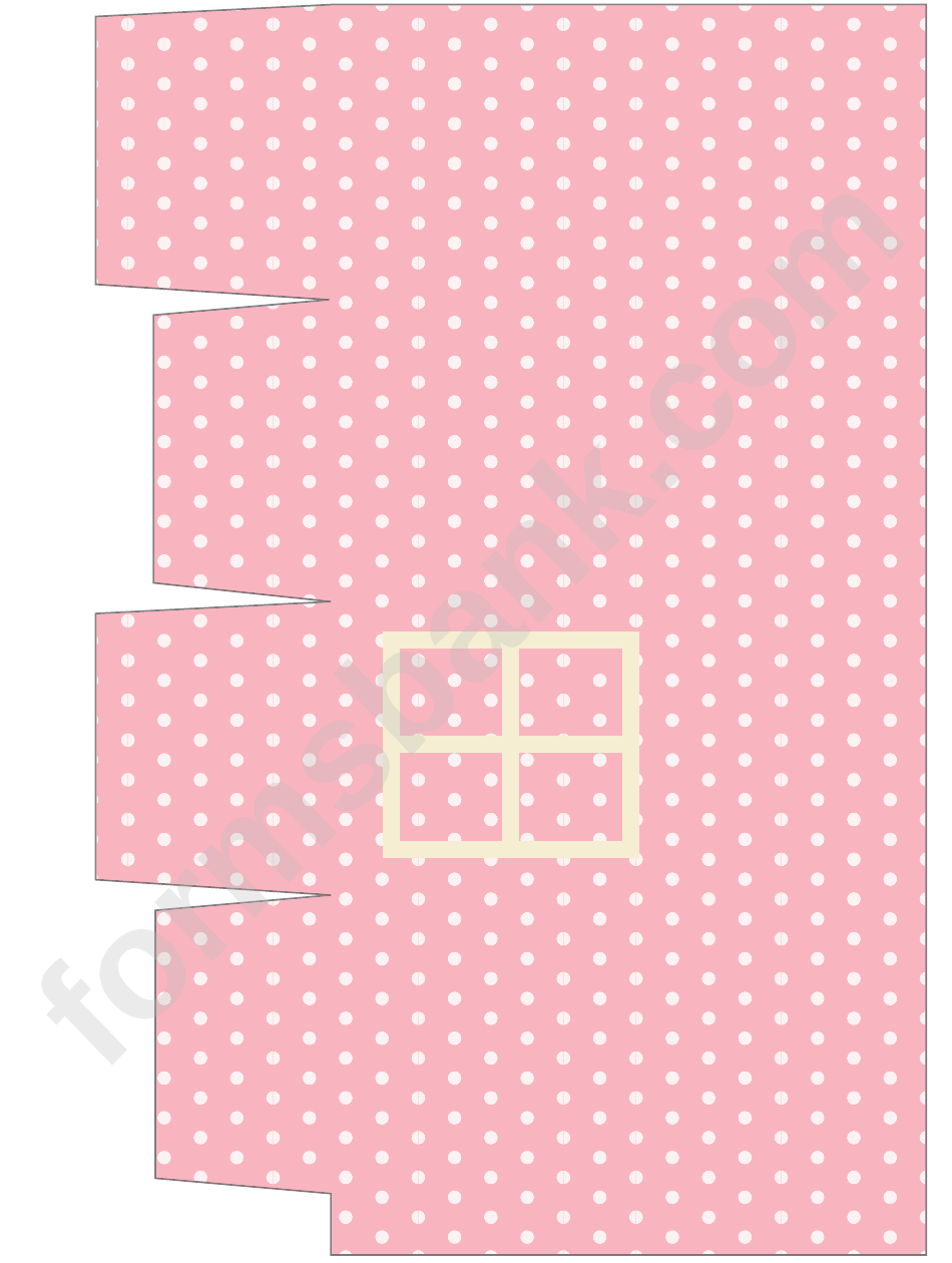 Cupcake Box Template - Pink House With White Dots