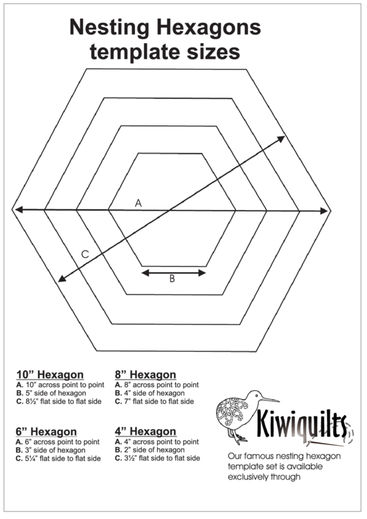Nesting Hexagons Template Sizes Printable pdf