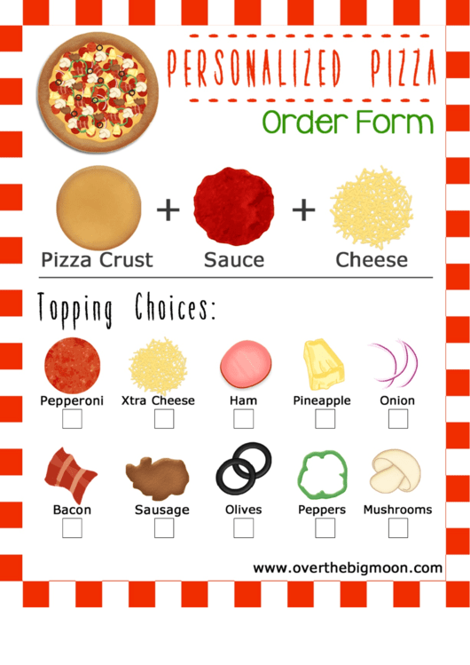 Personalized Pizza Order Form Printable pdf