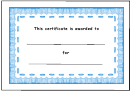 Blank Certificate In Blue Frame Template