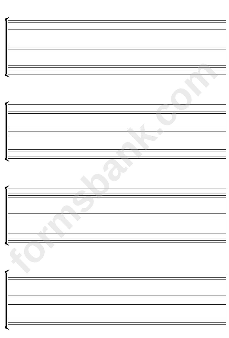 4-Stave Trio Format Blank Staff Paper