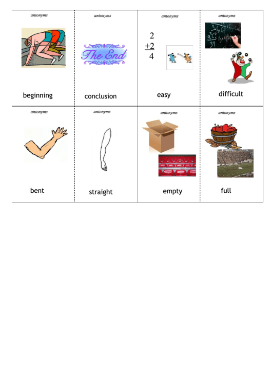 Antonyms Vocabulary Cards Printable pdf