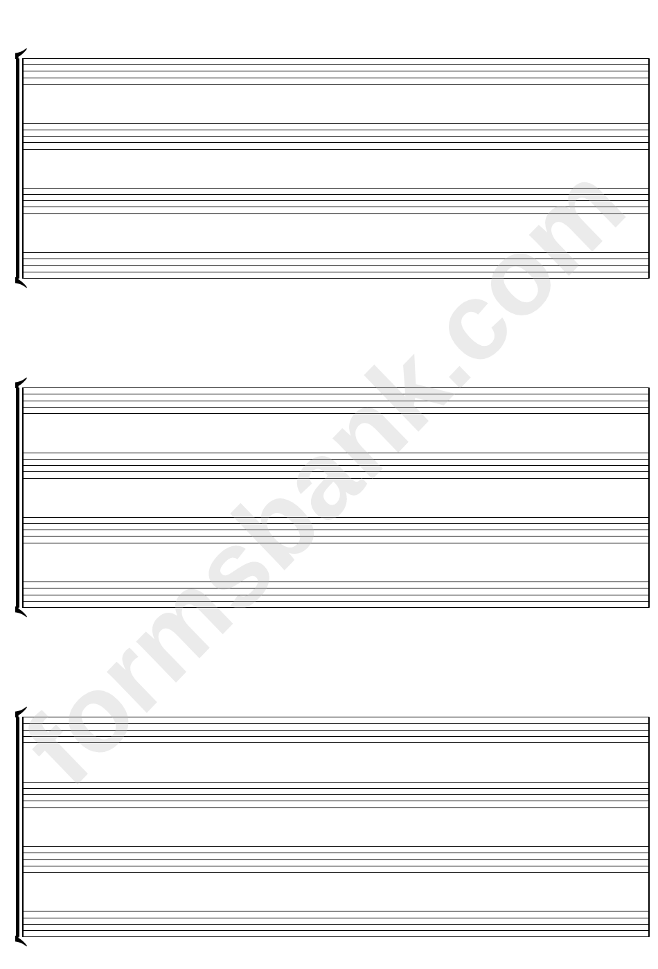 3-Stave Quartet Format Blank Staff Paper