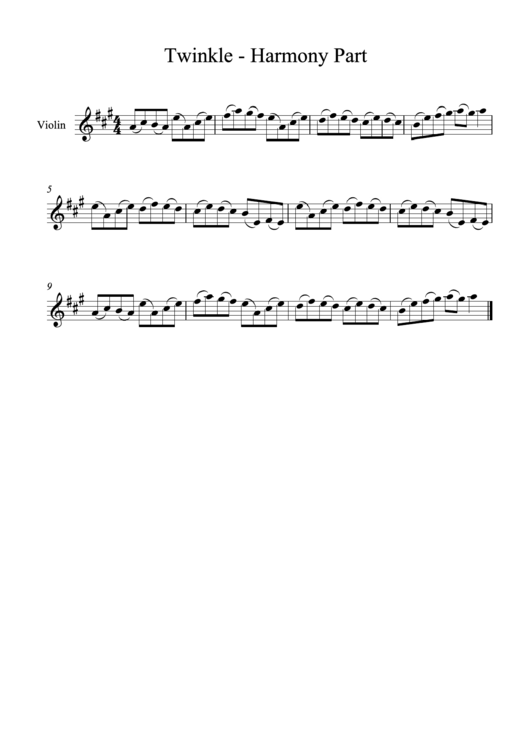 Twinkle - Harmony Part Violin Sheet Music Printable pdf