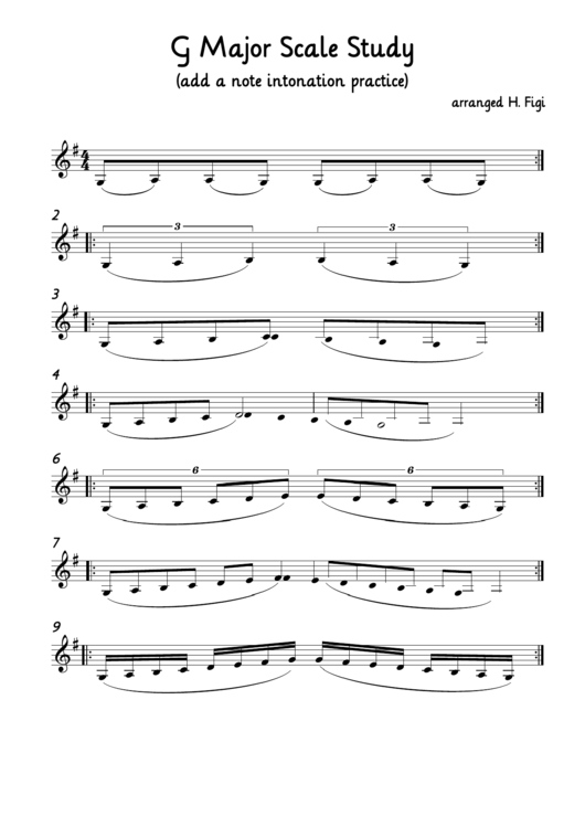 G Major Scale Study Violin Sheet Music Printable pdf