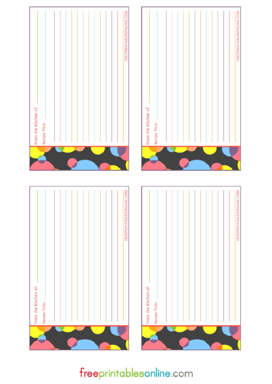 Retro Spots Recipe Card Template Printable pdf