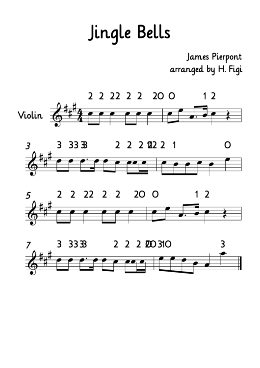 Jingle Bells By James Pierpont Violin Sheet Music Printable pdf