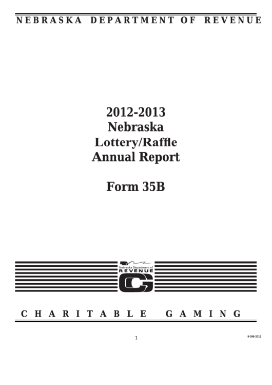 Form 35b - Nebraska Lottery/raf E Annual Report - 2012-2013 Printable pdf
