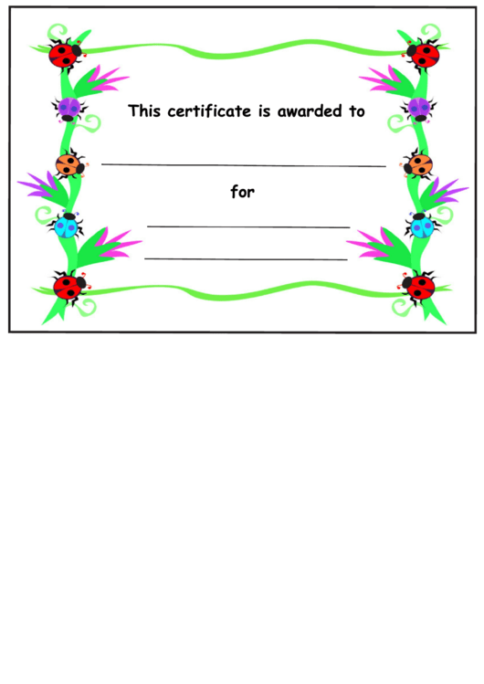 Lady Bird Certificate Template Printable pdf