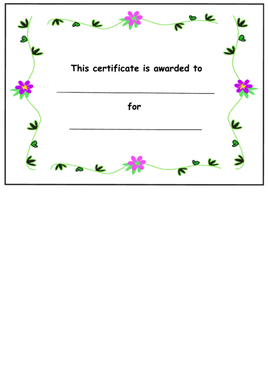 Flower Style Certificate Template Printable pdf