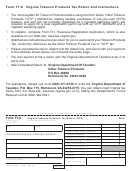 Form Tt-8 - Virginia Tobacco Products Tax Return And Instructions