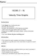 Gcse (1-9) Velocity Time Graphs Worksheet