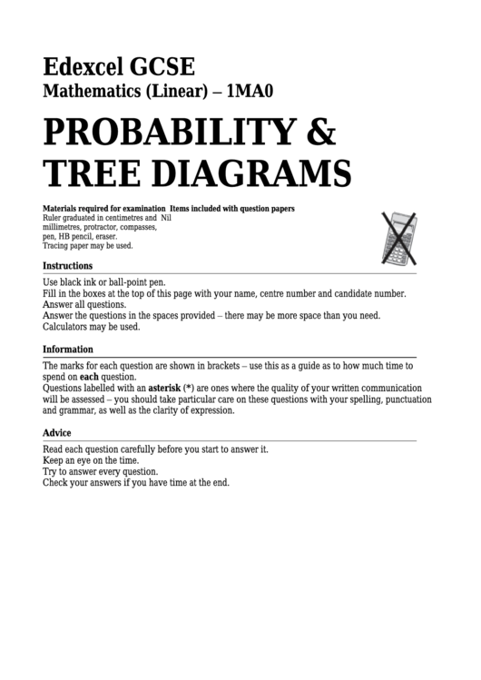 Edexcel Gcse Mathematics (linear) - Probability & Tree Diagrams