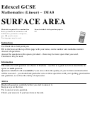 Edexcel Gcse Mathematics (Linear) - Surface Area Printable pdf