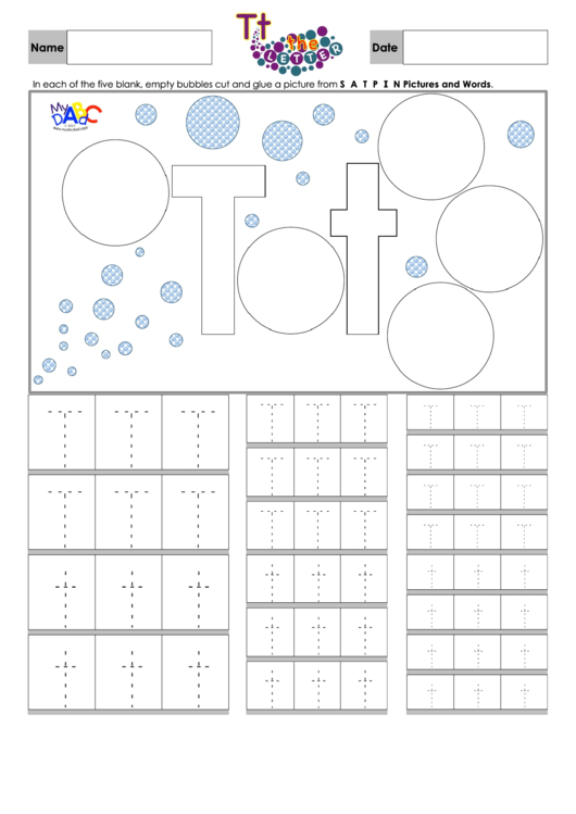 Letter T Tracing Template Printable pdf