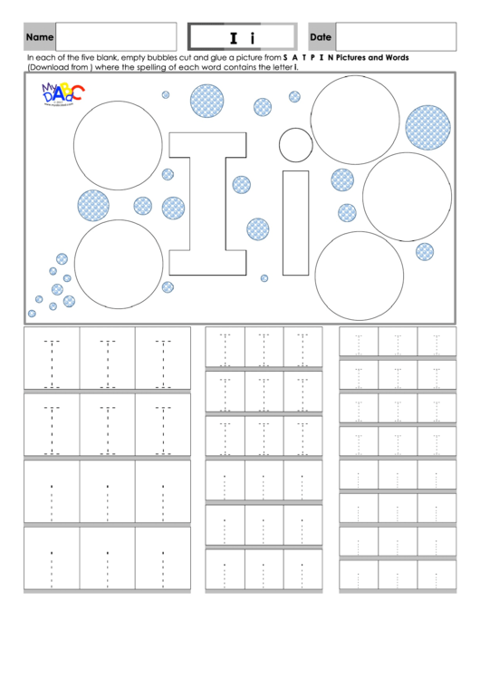 Letter I Tracing Template Printable pdf