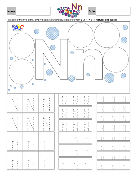 Letter N Tracing Template Printable pdf