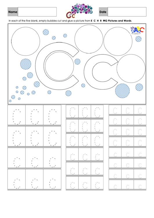 Letter C Tracing Template Printable pdf
