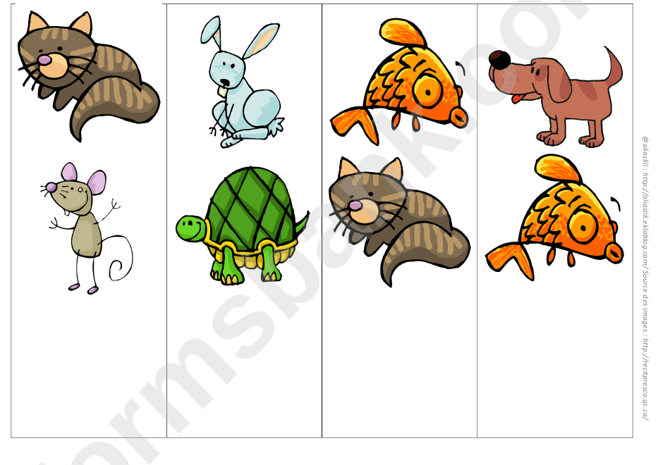 Animals Vocabulary Card Template Set