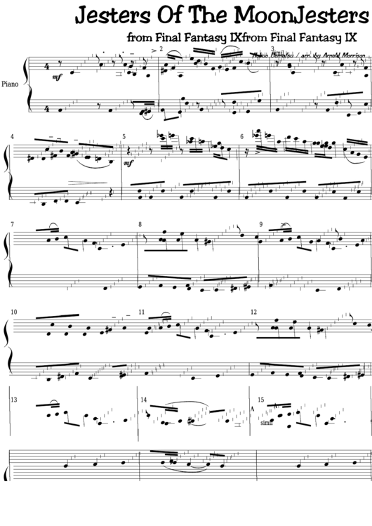 Nobuo Uematsu - Jesters Of The Moon From Final Fantasy Ix Video Game Sheet Music Printable pdf
