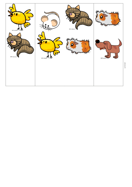 Twins Pets Vocabulary Card Template Set Printable pdf