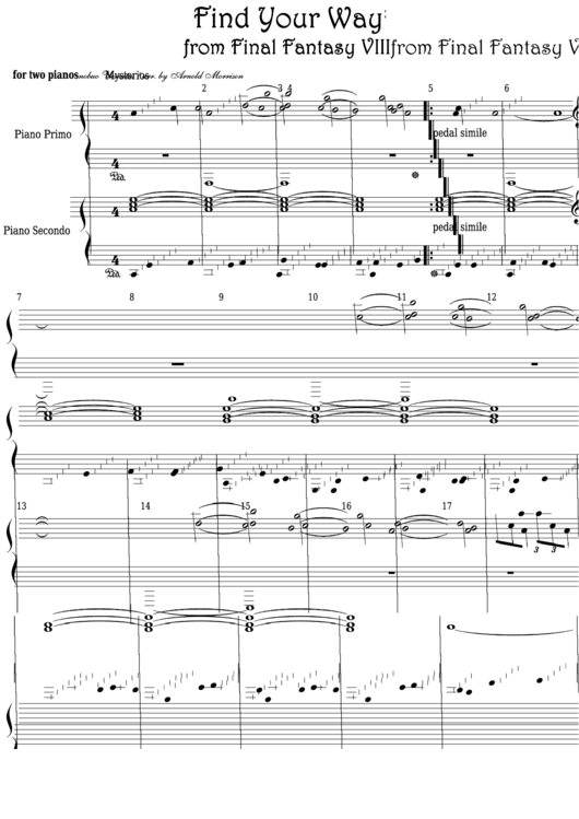 Nobuo Uematsu - Find Your Way From Final Fantasy Viii Video Game Sheet Music Printable pdf