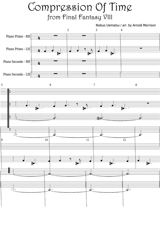 Nobuo Uematsu - Compression Of Time From Final Fantasy Viii Video Game Sheet Music Printable pdf