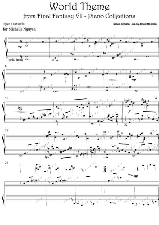 Nobuo Uematsu - World Theme From Final Fantasy Vii - Piano Collections Video Game Sheet Music Printable pdf
