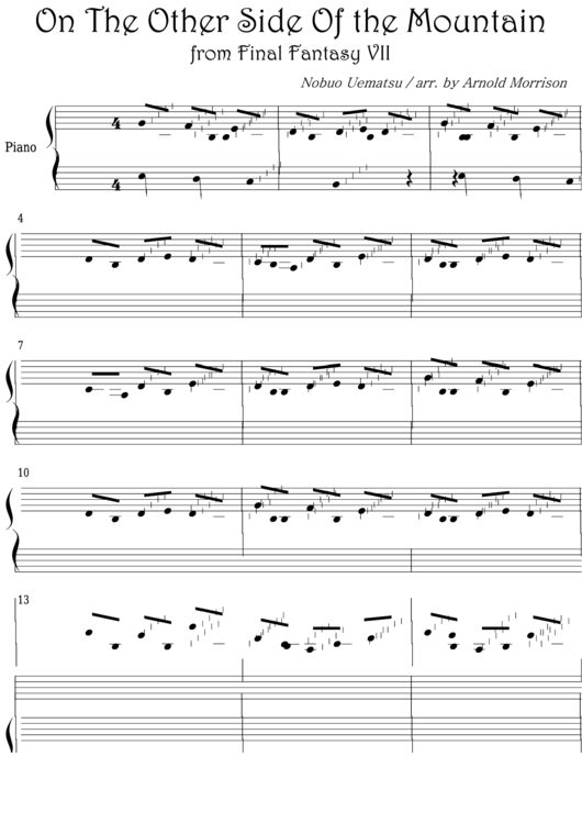 Nobuo Uematsu - On The Other Side Of The Mountain From Final Fantasy Vii Video Game Sheet Music Printable pdf