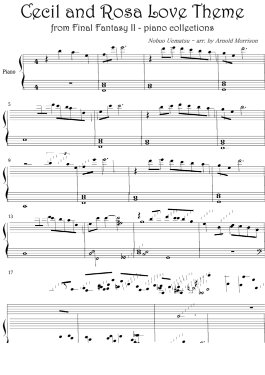Nobuo Uematsu - Cecil And Rosa Love Theme From Final Fantasy Ii - Piano Collections Video Game Sheet Music Printable pdf