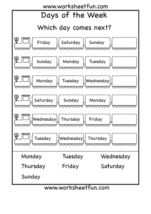 Days Of The Week Kids Activity Sheets Printable pdf