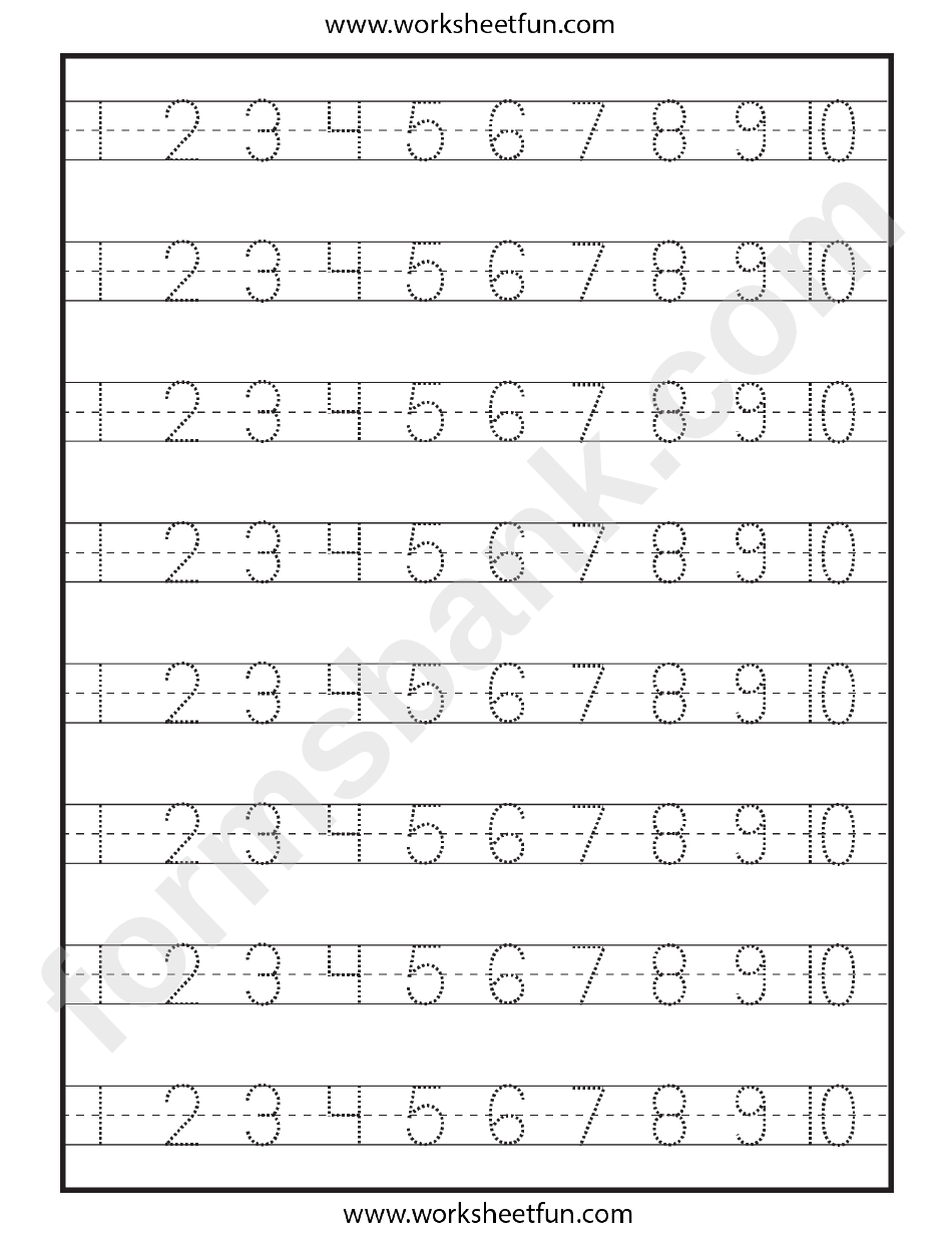 Numbers Handwriting Practice Sheets