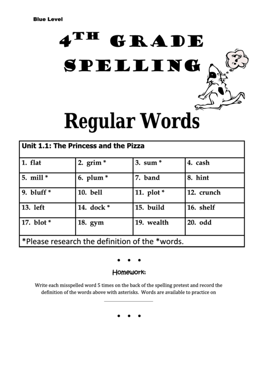 4 Th Grade Spelling List Template Set