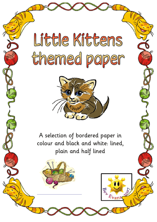 Little Kittens Themed Paper Template Printable pdf