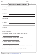 Writing Numbers (millions) In Standard And Expanded Form Worksheet With Answers