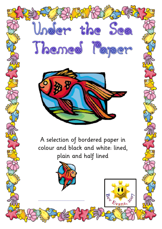 Under The Sea Themed Paper Template Printable pdf