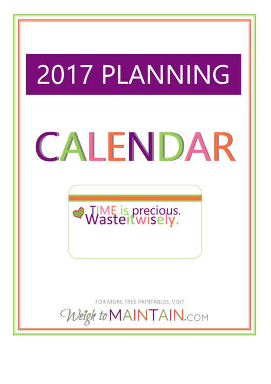 2017 Planning Calendar Template Printable pdf