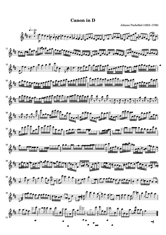 Johann Pachelbel - Canon In D Sheet Music Printable pdf
