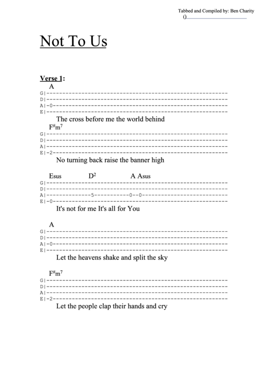 Not To Us Tab Sheet Music Printable pdf