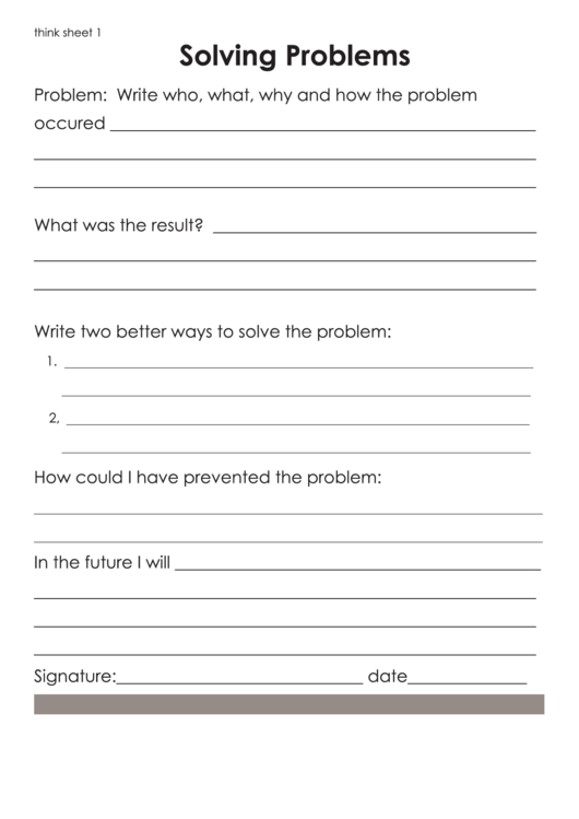 Solving Problems Worksheet Template Printable pdf