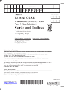 Edexcel Gcse Mathematics (Linear) - Surds And Indices Printable pdf