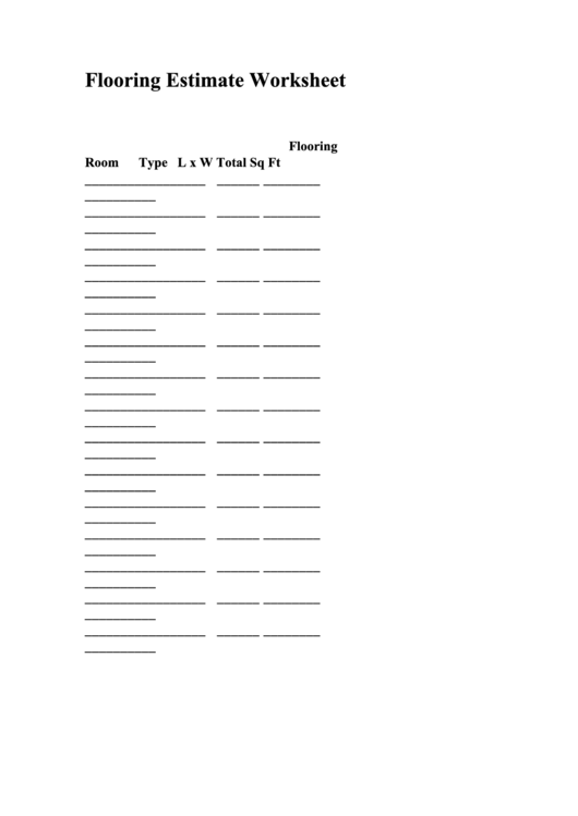 Flooring Estimate Worksheet Template Printable pdf