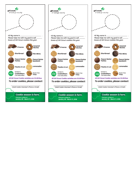 Door Hangers For Girl Scout Cookies Templates Printable pdf