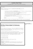200 New Words Added To Dictionary - Article Of The Week Middle School Worksheet