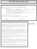 Civil War Soldiers Laid To Rest 150 Years Later (1350l) - Middle School Reading Article Worksheet