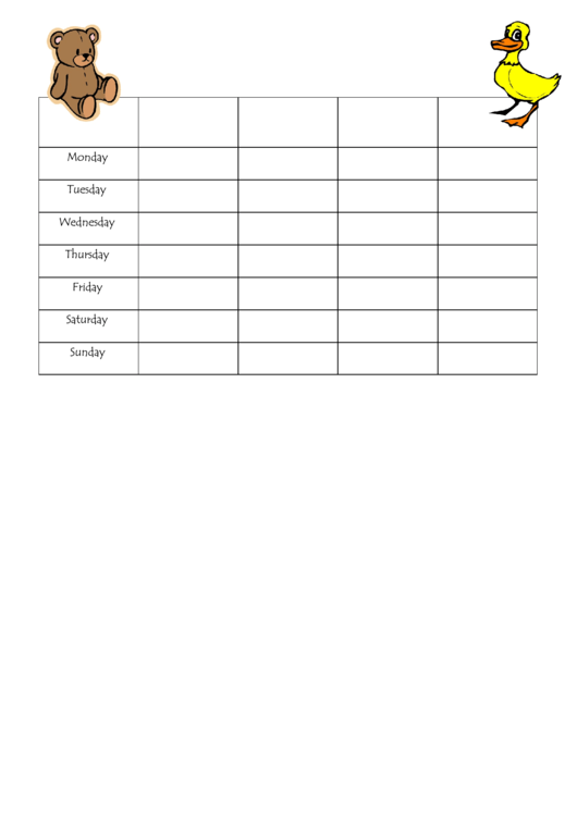 Cute Weekly Calendar Template Printable pdf